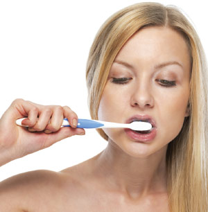 Bleeding gums brushing teeth.