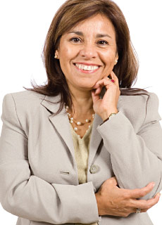 Woman smiling with porcelain veneers