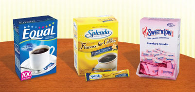 Artificial sweeteners - Equal - Splenda - Sweet n low.