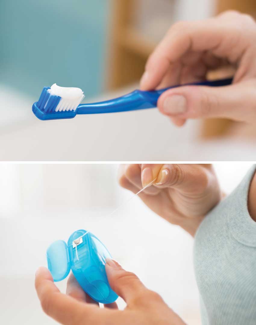 Brushing and flossing.