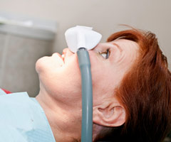 Patient receiving nitrous oxide.