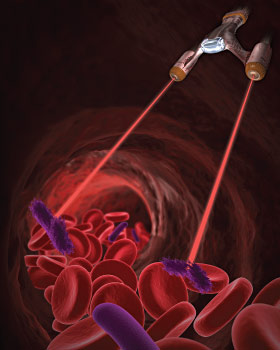 A representation of a strand of DNA material.